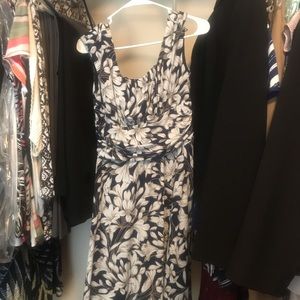 Navy blue and white floral dress
